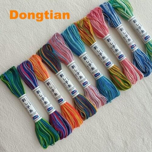 20Meter/piece Olympus Gradient Color Sashiko Thread 100% Cotton 6 Strands Sashiko Thread For Hana-Fukin Sampler Made In Japan