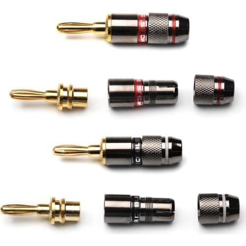 4Pcs Banana Plug Gold Plated Head Terminals Monsters Speaker Adapter Screw Audio Video Connectors
