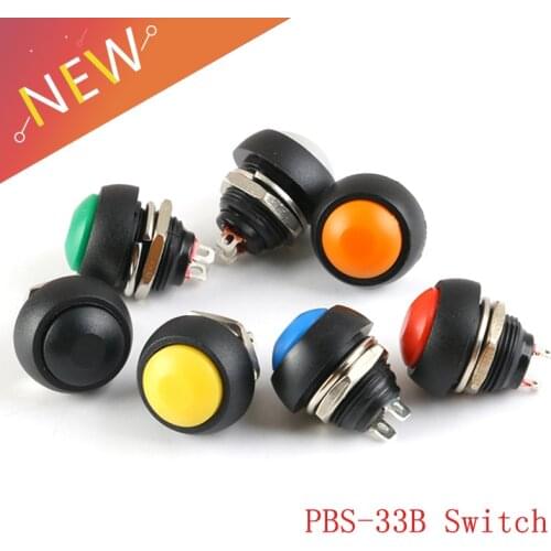 5Pcs PBS-33B 2Pin mini Switch 12mm 3A 125V waterproof switch pbs33b momentary Push button Switch reset Non-locking