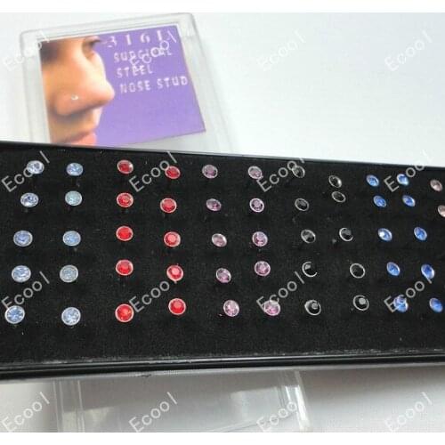 600pcs 10sets wholesale jewelry lots 316L Surgical Steel Crystal Nose Studs free shipping RL228