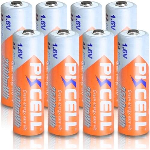 8PCS PKCELL 2500mWh AA 1.6V Ni-Zn Rechargeable Battery 2A aa NIZN batteries for camera toy Flashlight NIZN Rechargeable Battery