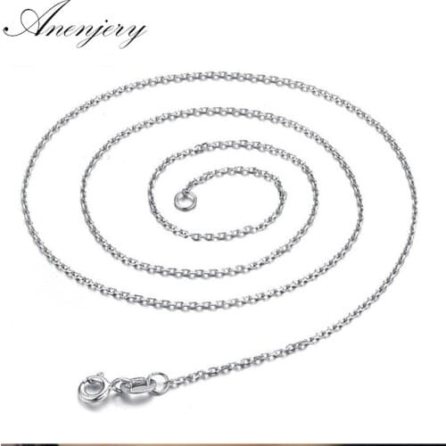 ANENJERY 925 Sterling Silver "O" Shape Link Chain Cross Necklace Use for Pendants Charms Women collares S-N36