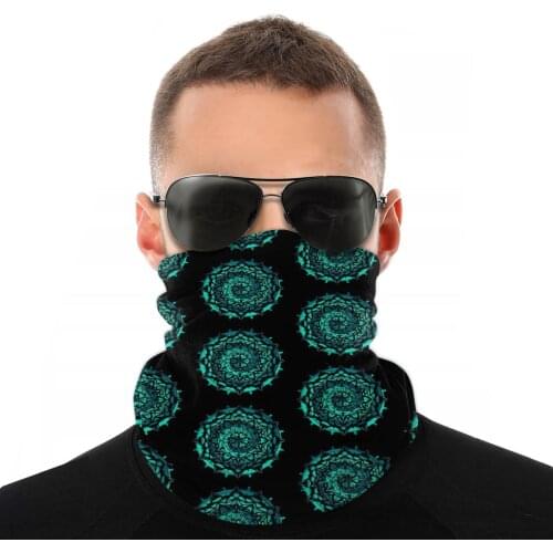 Aqua Blue Abstract Spiral Scarf Neck Face Mask Unisex Fashion Neck Warmer Tubular Bandana Windproof Headband Outdoor Hiking