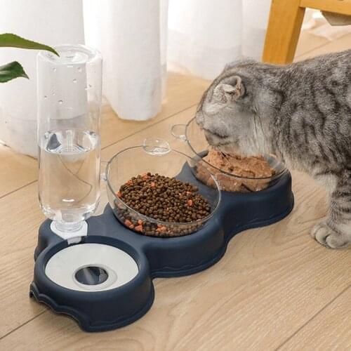 Pet Cat Dog Bowl Automatic Water Dispenser Food Feeder Container for Dogs Cats Bowl with Waterer Double Bowl Feeder Pet Supplies
