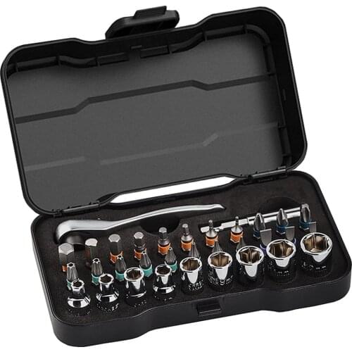 33-Piece 1/4"Mini 58-Tooth Ratchet Wrench and Screwdriver Bit Set with Bit Socket Set,Storage Cases Included, New Update RS2,DIY