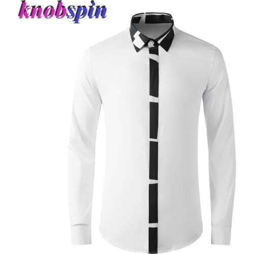 Brand Business Men Long Sleeve Shirt High Quality Cotton Chemise homme Slim Casual Patchwork Shirts For Men Plus Size M-4XL
