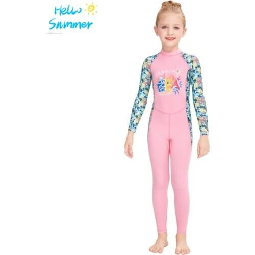 New Children Girls Long Swimsuit Sun Protection Bathing Suits Speed Dried Swimming Loaded Snorkeling Diving Kids Wetsuit