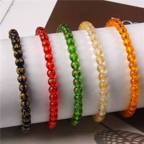 Fengshui Motto Bracelet Crystal Reiki 6 8 10MM Beaded Bracelets For Women Men Handmade Braided Bracelet Religion Jewelry Pulsera