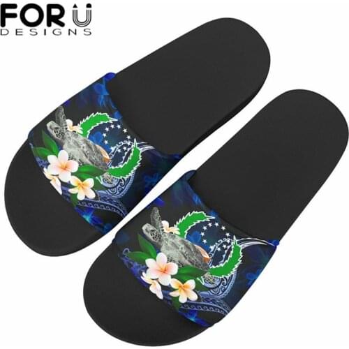 FORUDESIGNS Hot Sale Pohnpei Polynesian Turtle Flower Print Women Summer Slides Breathable Beach Slippers Flip Flops Men Sandals