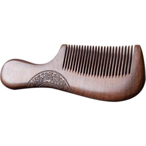 Unisex Sandalwood Comb Women Men Home Travel Wood Anti-Static Fine-Tooth Comb Wooden Handles Hair Comb