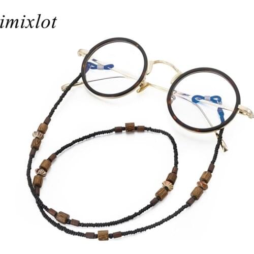 Imixlot Newest Charm Retro Geometric Wood Beaded Eyeglasses Lanyard Neck Cord Sunglasses Reading Glasses Chain Holder