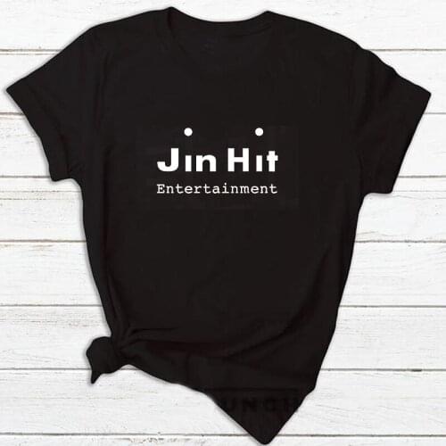 JinHit Entertainment Unisex Kpop T-Shirt Women Cotton Short Sleeve Tshirt Feminina Letter Printed Womens T-shirts