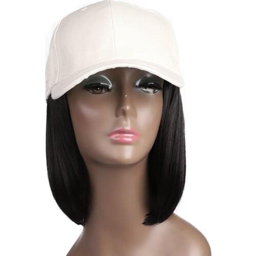 8inch Short Baseball Cap BoB Hair Wig Synthetic BOB Wig Hair Extension Naturally Connect Adjustable Cap Wig For Women Outdoor