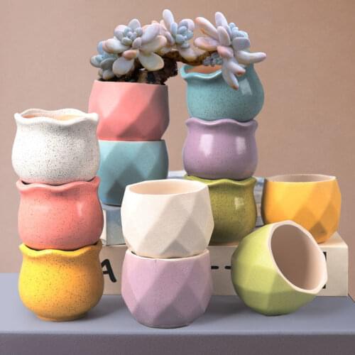 2.75 inch diamond flowerpot Small Fresh Simple Rough Pottery Table Top Ceramic Flower Pot Pendulum With Holes Pots For Plants