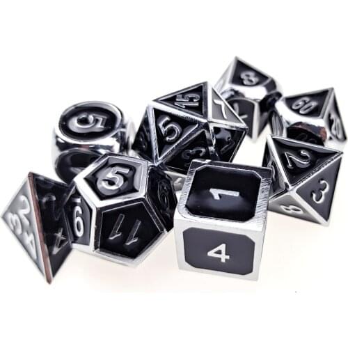 Metal DND Dice Super Heavy Set of 8 D&D Dice for Dungeons and Dragons Games