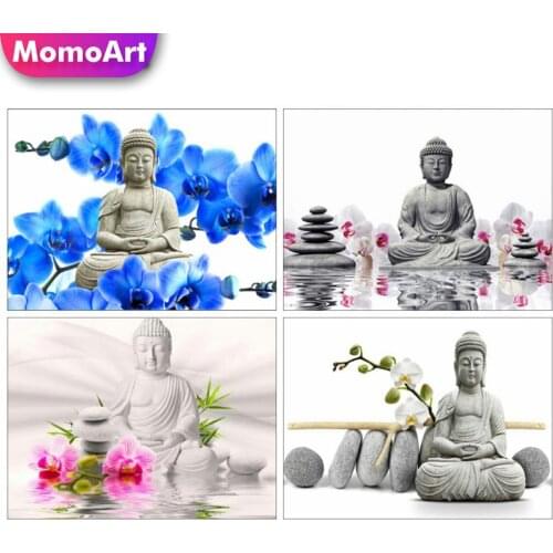 MomoArt Diamond Painting Full Square Drill Orchid Diamond Mosaic Buddha Cross Stitch Kits Bead Embroidery Home Decor Wall Art
