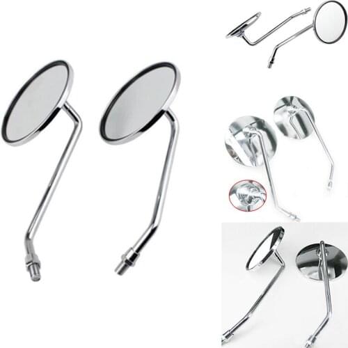 2PCS Motorcycle Mirrors Round Stock Style Long Stem Handlebar Mirrors for Honda / Kawasaki/ Suzuki/Vespa Type