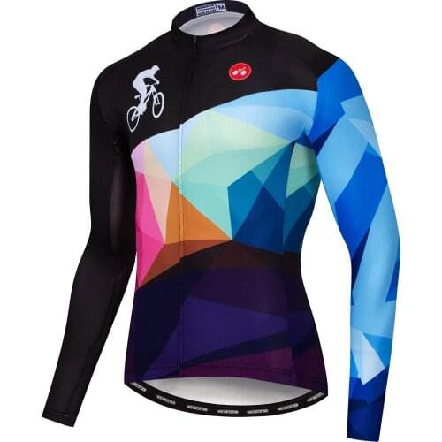 NEW Summer rainbow black Long Sleeve Cycling Jersey 2019 Bike Bicycle Wear Ropa Ciclismo Jacket Tops Blue Mens Sportwear