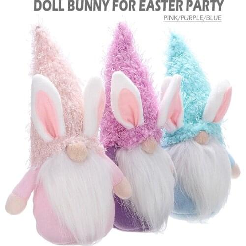 Nordic Easter Party Gnome Bunny Rabbit Plush Doll Toys Ornament Kids Gifts Holiday DIY Decorations Warmer Gift
