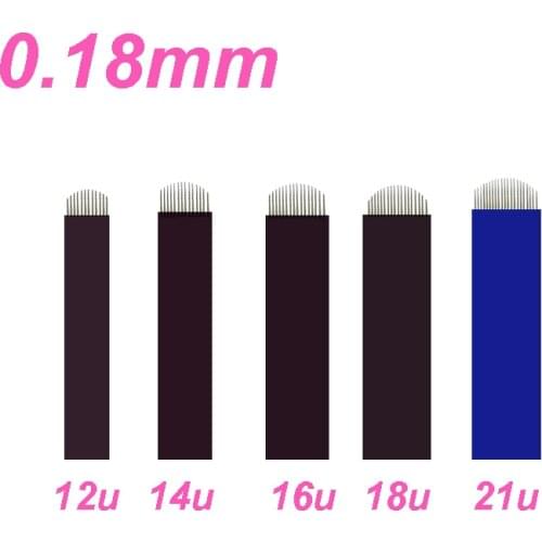 New 0.18mm Microblading Needles U 18 Lamina Tebori 12 14 16 18 Pin Permanent Makeup Eyebrow Lip Tattoo Manual Pen 3d Embroidery