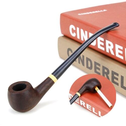 New Multifunction Smoking Pipe 18cm Long Ebony Wood Pipe 5.5mm 8mm Cigarette Pipe New Handmade Tobacco Pipe Cigarette Holder