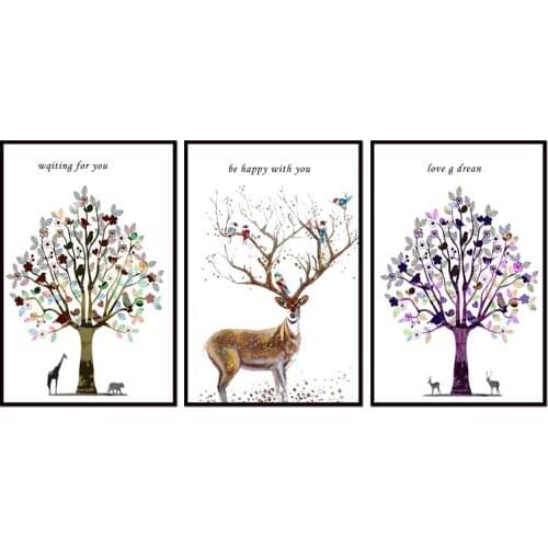 Factory wholesale (No Framed) Modern Modern elk series Canvas Print On Canvas Printing Wall Pictures 12YM-A-623