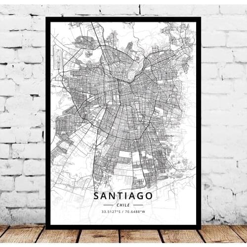 Santiago Chile Map Poster