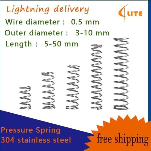 Y-type Stainless Steel Pressure Spring 304 SUS Compressed Spring Stainless Steel Compression Spring Wire Diameter 0.5mm 10PCS