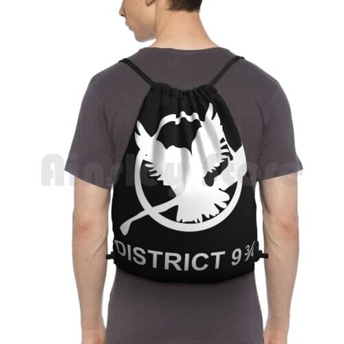 District 9 3 / 4 Backpack Drawstring Bags Gym Bag Waterproof Book Hunger Games Hunger Games Katniss Owl District District