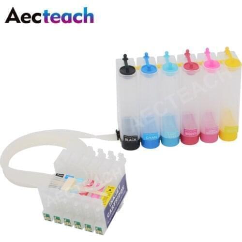 Aecteach T0821 Continuous Ciss Ink Tank For Epson Stylus Photo T50 R290 R295 R390 RX590 RX610 Printer Ciss System