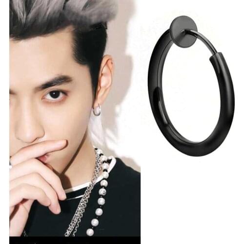 Punk Men/Women Stealth Clip On Earrings NO Hole Clip Earrings ear Cuff Spring Clip Hoop Black White Gold Fake Ear Ring Hoop