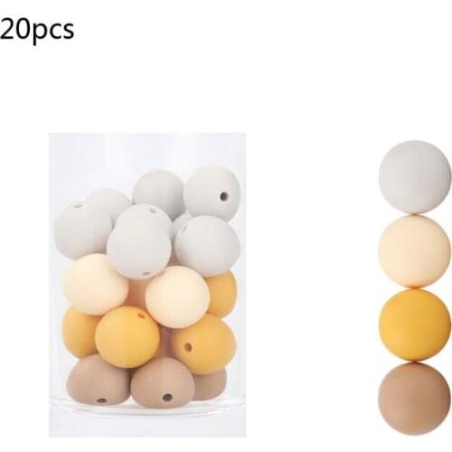 15mm 20pcs/lot Silicone Loose Beads Safe Teether Round Baby Teething Beads DIY Chewable Pacifier Chain Baby Products