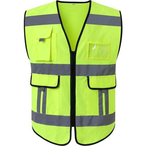 High visibility reflective safety vest safety Clothing work reflective vest multi pockets workwear safety waistcoat men jacket