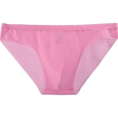 Men Sexy Ice Silk Low Rise Briefs Seamless Breathable Shorts Knickers Transparent Panties String Men Underpants Quick Dry Briefs