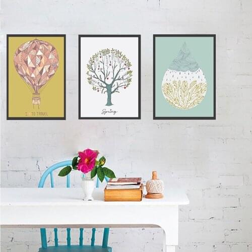 Home Decoration Pictures Posters and Prints Canvas Painting Balloon Tree Wall Art for Living Room Unframe Home Decor