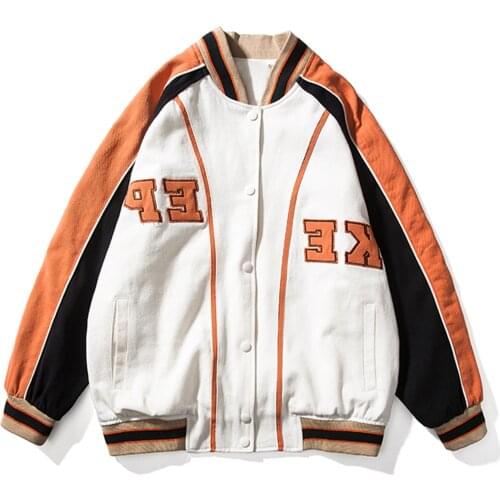 Vintage Embroidery Colorblock Digital Print Baseball Jacket Coat Men Women Streetwear Harajuku College Jackets Unisex
