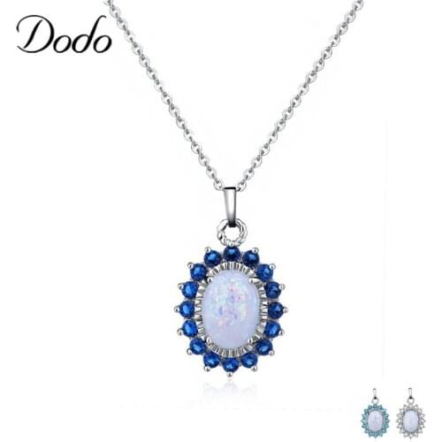 Vintage Opal Stone Link Necklaces Crystal Pendant Necklace Statement Bohemian Rhinestone Jewelry Silver Color for Women Hot YN17