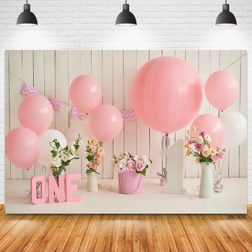 Balloon Wooden Wall Flower Newborn Baby Shower Children 1st Birthday Party Backdrop Photography Background Prop For Photo Studio