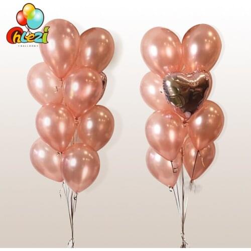 9pcs 12 inch rose gold latex balloons 18 inch heart foil balloon Wedding Valentines Day birthday Decor party supplies globos