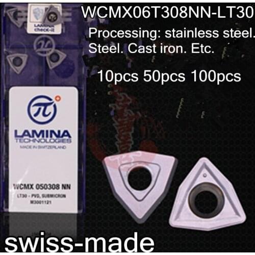 WCMX06T308NN-LT30 10pcs 50pcs 100pcs 100% swiss Lamina Carbide insert Processing: stainless steel. Steel. Cast iron. Etc