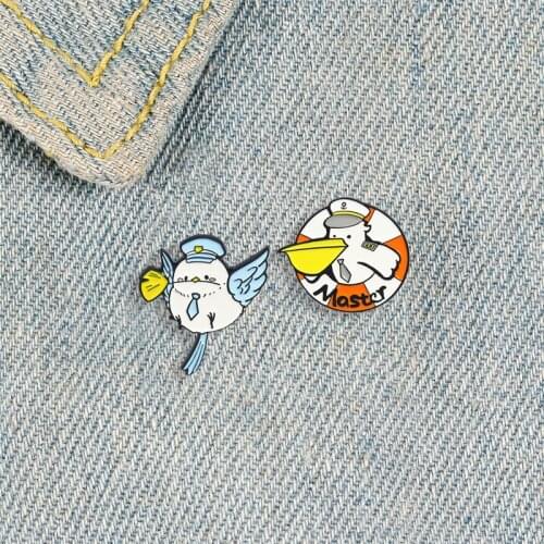 XEDZ Flying Pigeons Nurese Enamel Pin Blue Bird Police Metal Brooch Backpack Clothes Animal Jewelry Gift For Girls