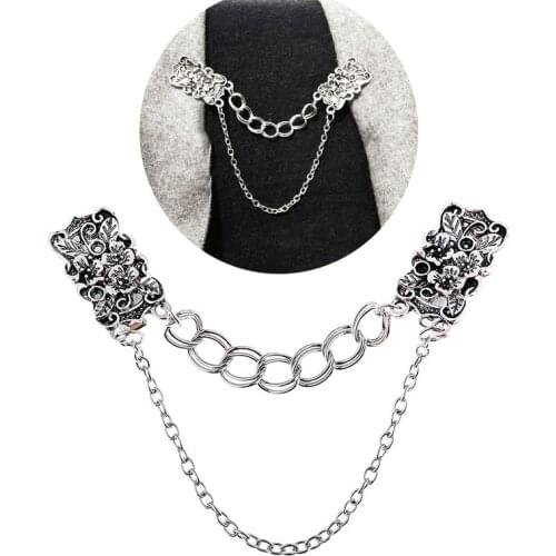 Vintage Rose Shape Sweater Shawl Clips Women Cardigan Collar Metal Clip Shawl Dress Pin Brooch Buttons Buckles Clothing Pins