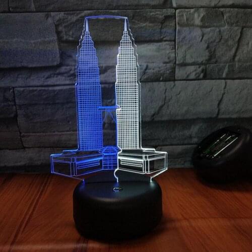 High-rise Building Car 3d Visual Light Creative 7 Color Touch Charging Led Stereo Gift Table Lamp For Bedroom wholesale