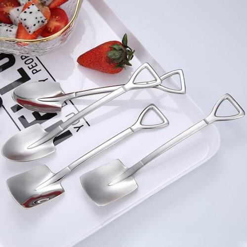 4pcs 304 Stainless Steel Spoon Household Thickened Soup Spoon Personality Shovel Spoon Mixing Multifunction Spoon Dessert Spoon