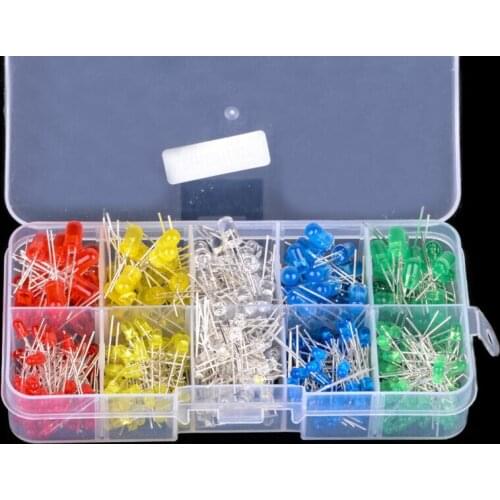 75pcs/lot 3mm 5mm Round LED Assortment Kit Ultra Bright Water Clear Green/Yellow/Blue/White/Red Light Emitting Diode
