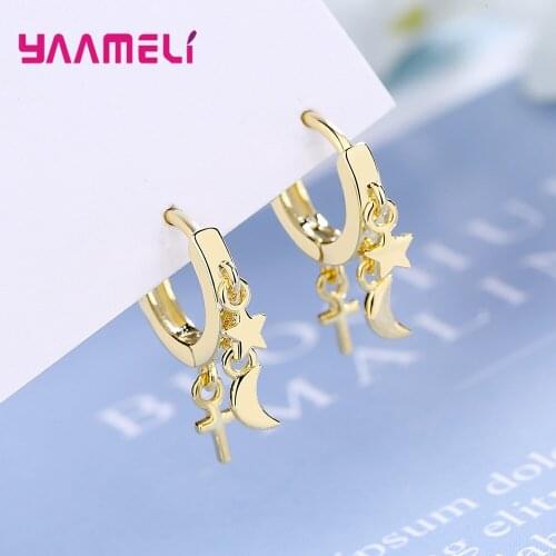 Cute Gold Moon Earrings For Women Girls Wedding 2020 Trend Fashion Jewelry 925 Sterling Silver Valentines Day Gift