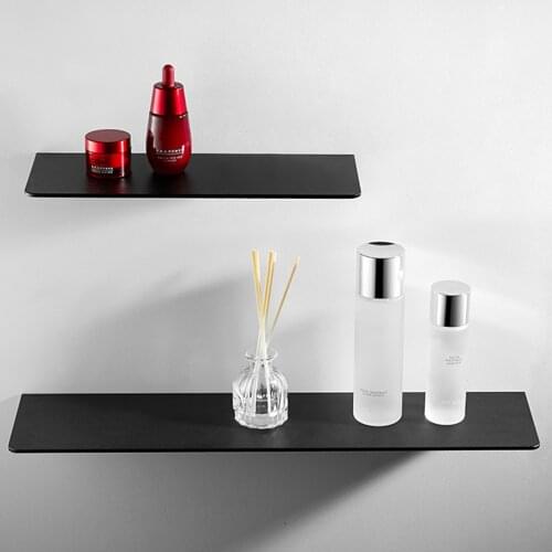 Promotion Bathroom Accessories 30-50cm Modern Matt Black Bathroom Shelves Kitchen Wall Shelf Shower Bath Storage Rack
