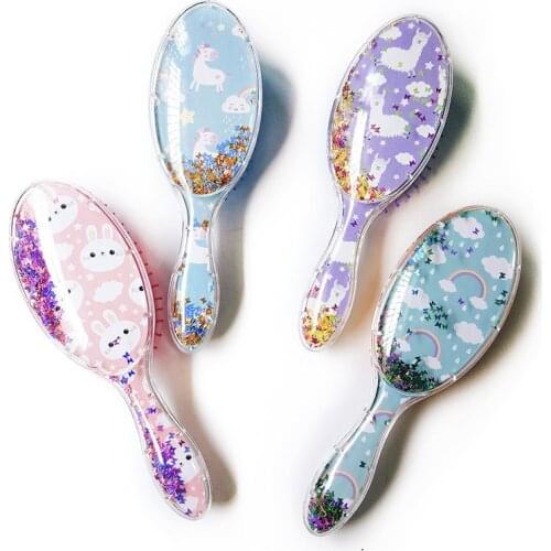 Cute Cartoon Animal Sequins Anti-static Hair Brush Massage Comb Shower Wet Detangle Hair Brush Salon Hair Styling Tools