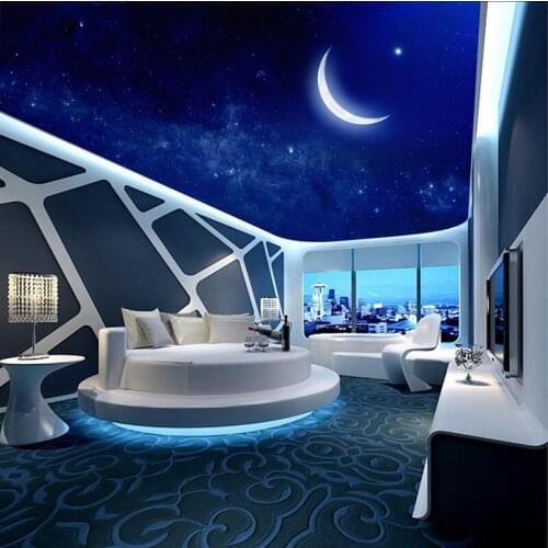 Bacaz High quality flash cloth wallpaper 3d photo wallpaper Moon Galactic cosmic sky ceiling mural wallpaper 3D wallpaper