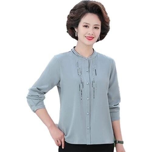 Sequins Women Blouse O Neck OL Shirts 2021 Summer Tunic Long Sleeve Tops Office Ladies Work Wear Casual Blusas Plus Size